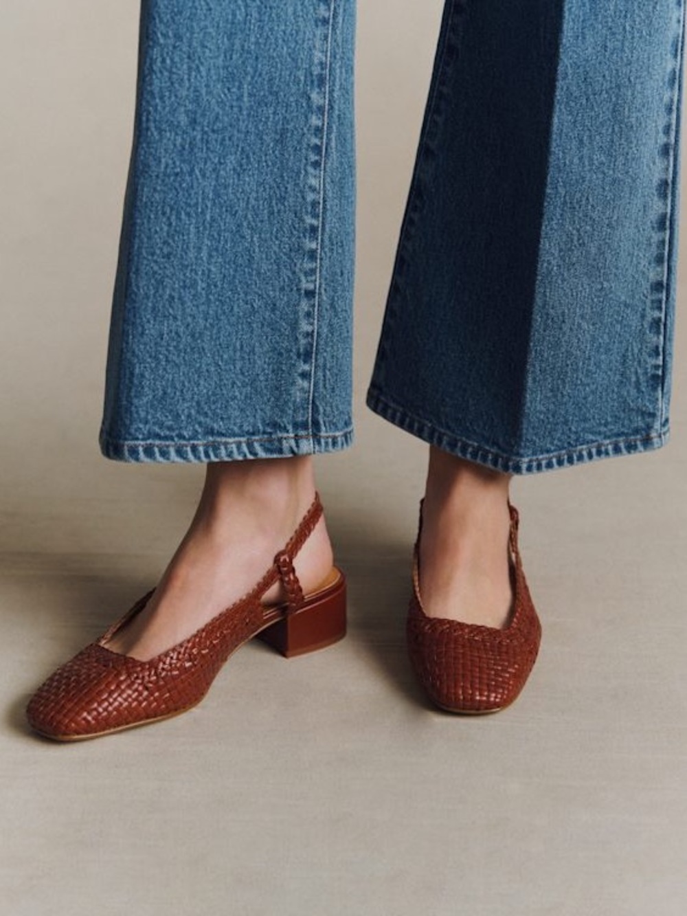 Sézane Noemie Heeled Pumps in Mahogany Smooth Braided FR 42